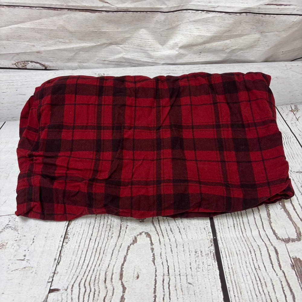 Cuddl Duds King Flannel Flat Sheet ONLY Red Black Buffalo Plaid 100% Cotton Soft